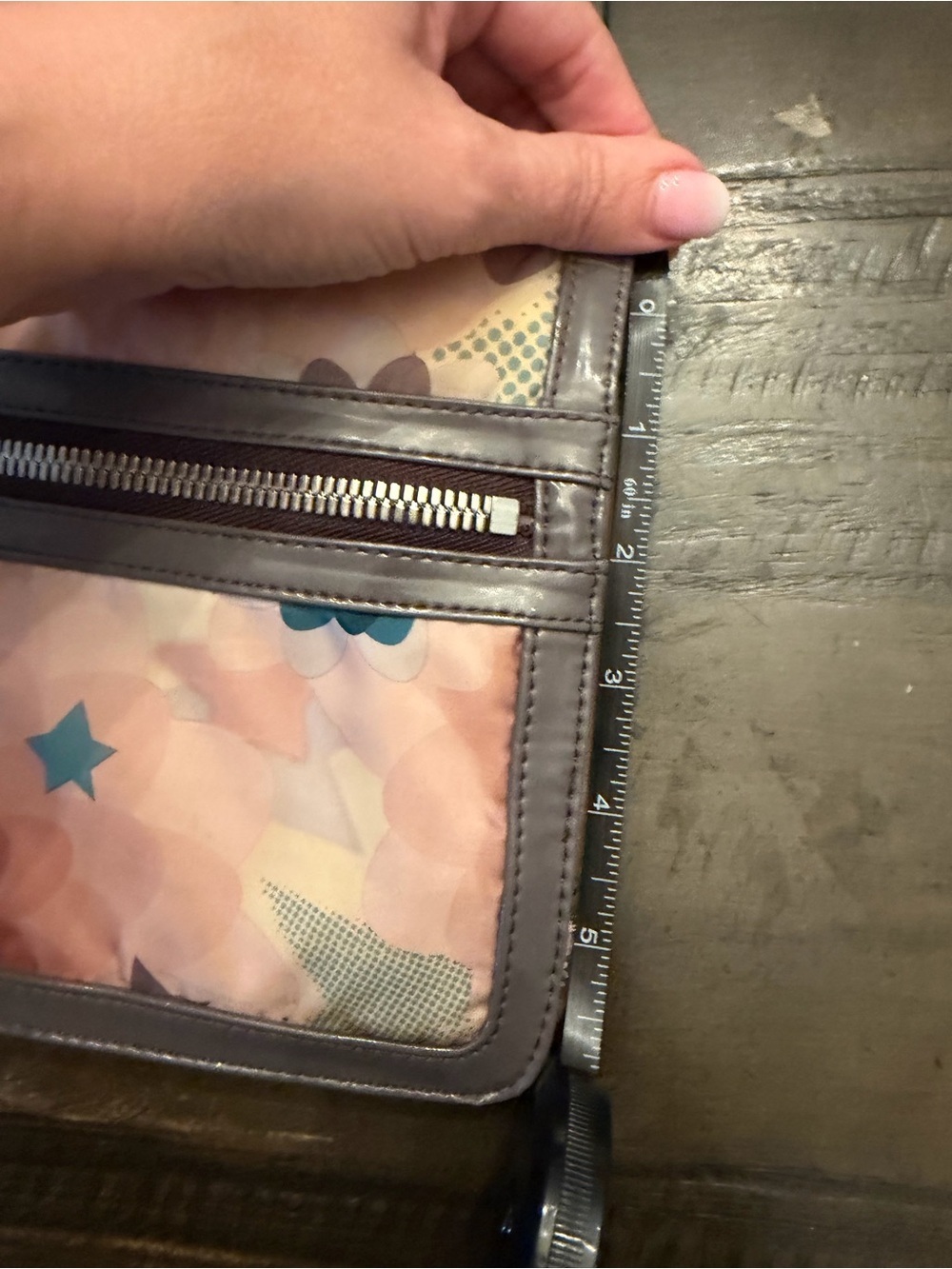 Lesportsac Pink Floral Wristlet Clutch with Purple Trim - Picture 3 of 7